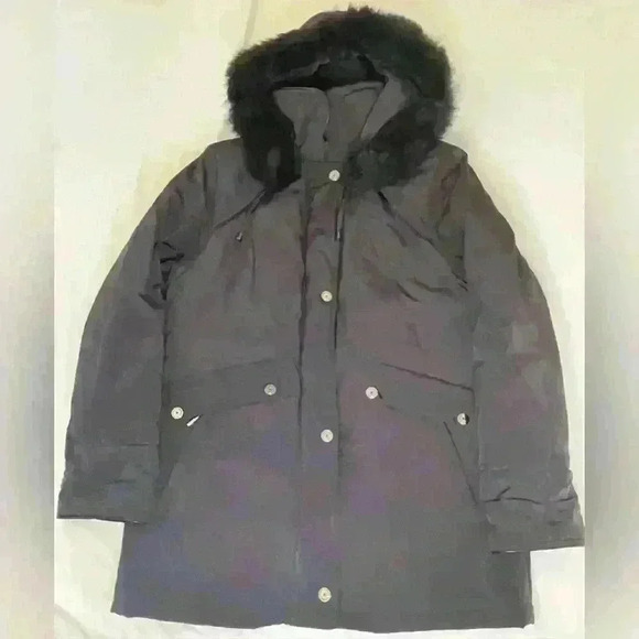 Gallery Faux Fur Zipper Button Down Winter Coat in Black size 10 - Picture 1 of 8